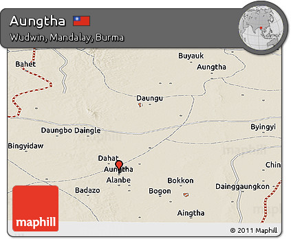 Shaded Relief Panoramic Map of Aungtha