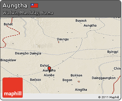 Shaded Relief Panoramic Map of Aungtha