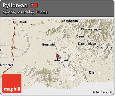 Shaded Relief Panoramic Map of Pyilon-an