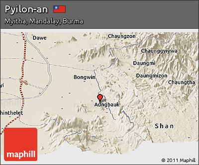 Shaded Relief Panoramic Map of Pyilon-an