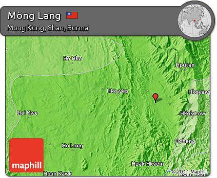 Political 3D Map of Möng Lang