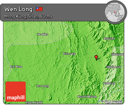 Political 3D Map of Wen Long