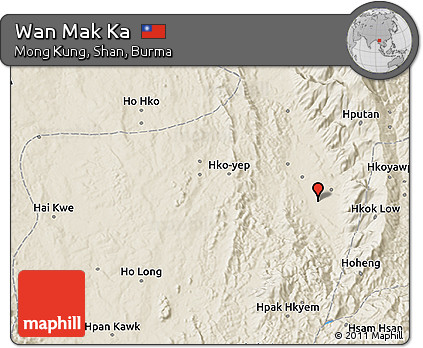 Shaded Relief 3D Map of Wan Mak Ka