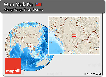 Shaded Relief Location Map of Wan Mak Ka