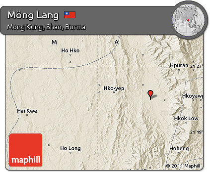 Shaded Relief Map of Möng Lang