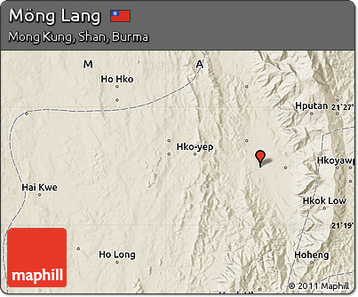 Shaded Relief Map of Möng Lang