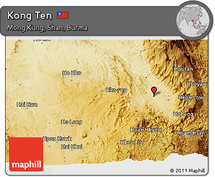 Physical Panoramic Map of Kong Ten