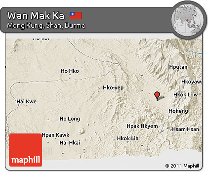 Shaded Relief Panoramic Map of Wan Mak Ka