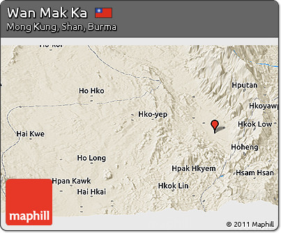 Shaded Relief Panoramic Map of Wan Mak Ka