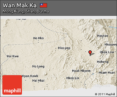 Shaded Relief Panoramic Map of Wan Mak Ka