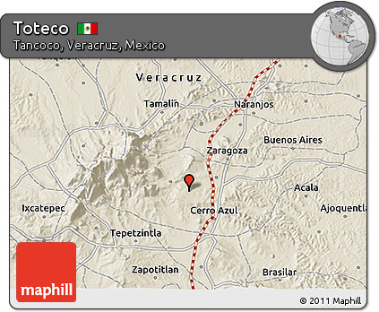 Shaded Relief 3D Map of Toteco