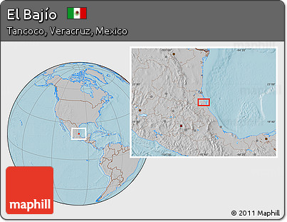 Gray Location Map of El Bajío, hill shading
