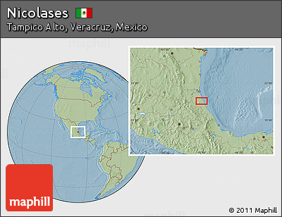 Savanna Style Location Map of Nicolases, hill shading