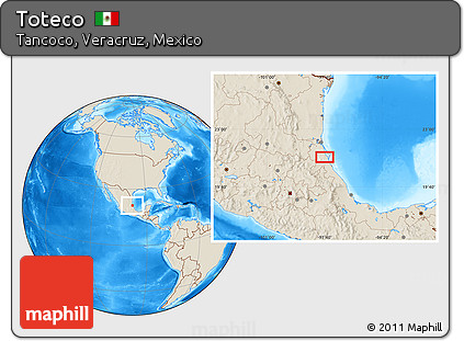 Shaded Relief Location Map of Toteco