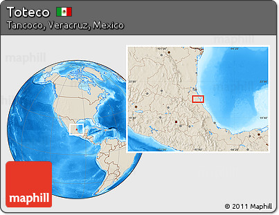 Shaded Relief Location Map of Toteco