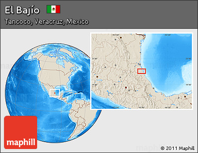 Shaded Relief Location Map of El Bajío