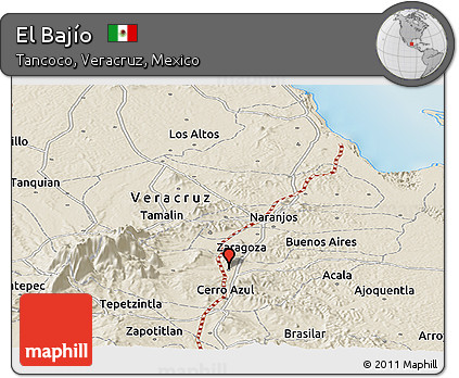 Shaded Relief Panoramic Map of El Bajío
