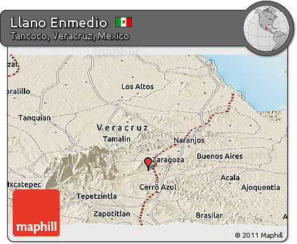 Shaded Relief Panoramic Map of Llano Enmedio