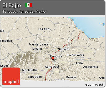 Shaded Relief Panoramic Map of El Bajío