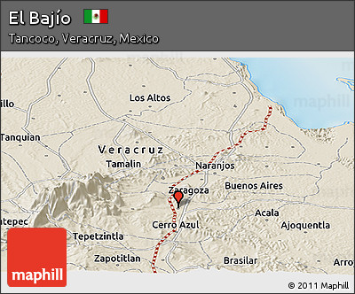 Shaded Relief Panoramic Map of El Bajío