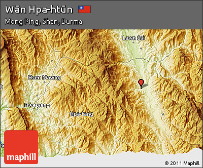 Physical 3D Map of Wān Hpa-htūn