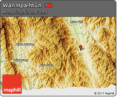 Physical 3D Map of Wān Hpa-htūn