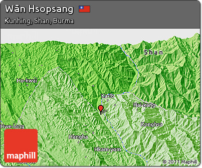 Political 3D Map of Wān Hsopsang