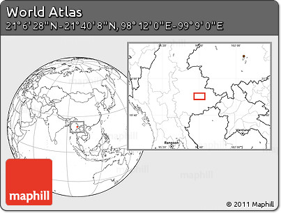 Blank Location Map of the Area around 21° 23' 18" N, 98° 40' 30" E