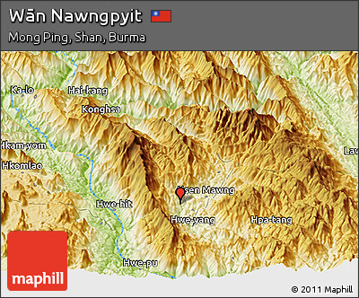 Physical Panoramic Map of Wān Nawngpyit