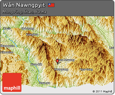 Physical Panoramic Map of Wān Nawngpyit