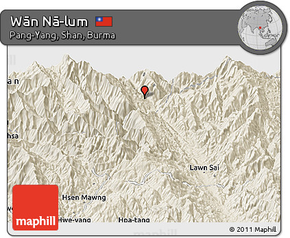 Shaded Relief Panoramic Map of Wān Nā-lum