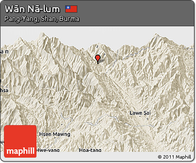 Shaded Relief Panoramic Map of Wān Nā-lum