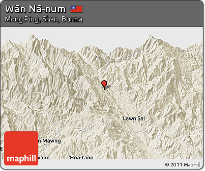 Shaded Relief Panoramic Map of Wān Nā-num