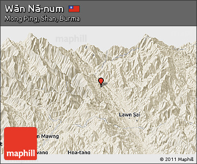 Shaded Relief Panoramic Map of Wān Nā-num