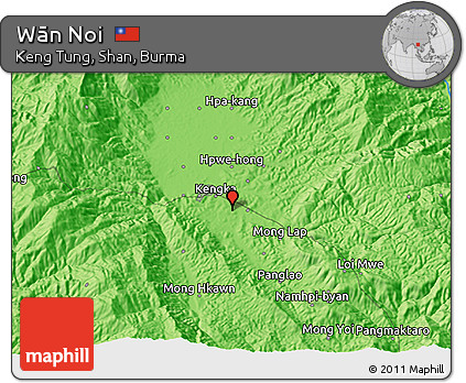 Political 3D Map of Wān Noi