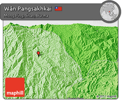Political 3D Map of Wān Pangsakhkai