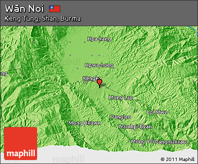 Political 3D Map of Wān Noi
