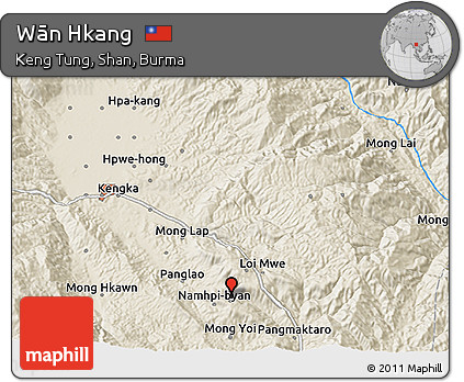 Shaded Relief 3D Map of Wān Hkang