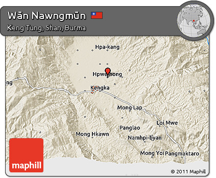 Shaded Relief 3D Map of Wān Nawngmūn