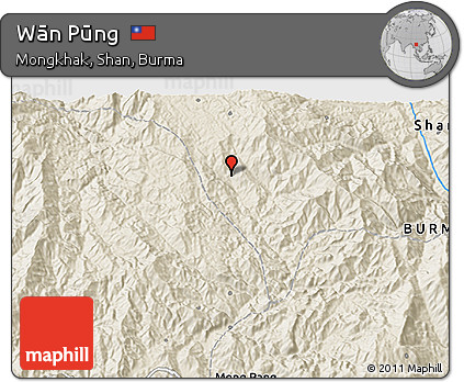 Shaded Relief 3D Map of Wān Pūng