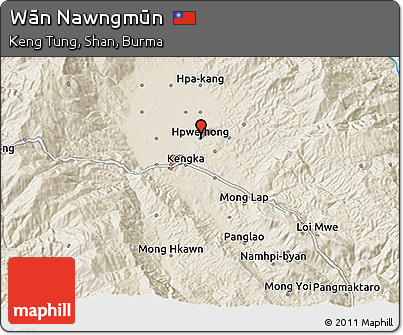 Shaded Relief 3D Map of Wān Nawngmūn