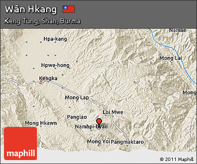 Shaded Relief 3D Map of Wān Hkang