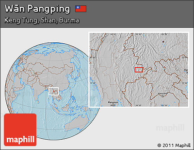 Gray Location Map of Wān Pangping, hill shading