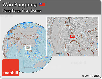 Gray Location Map of Wān Pangping, hill shading