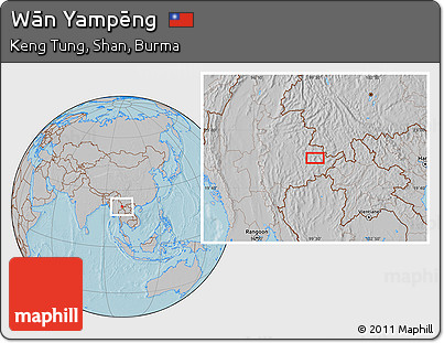 Gray Location Map of Wān Yampēng, hill shading
