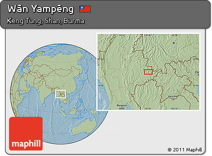 Savanna Style Location Map of Wān Yampēng, hill shading