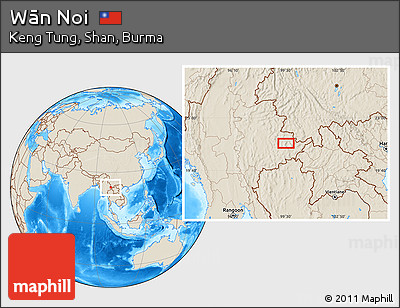 Shaded Relief Location Map of Wān Noi