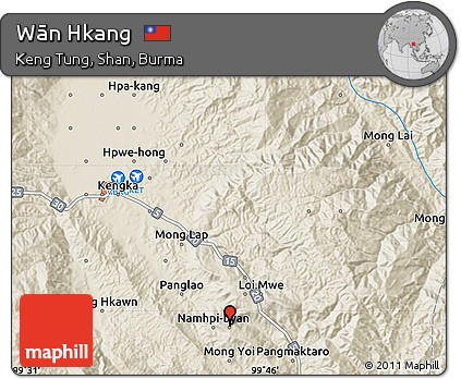 Shaded Relief Map of Wān Hkang