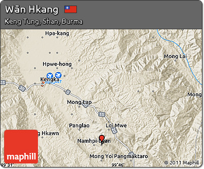 Shaded Relief Map of Wān Hkang