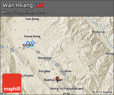 Shaded Relief Map of Wān Hkang